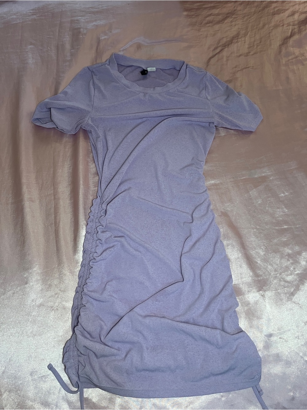 H&M Lavender Side Ruched Ribbed Midi Dress | Bodycon | Size S